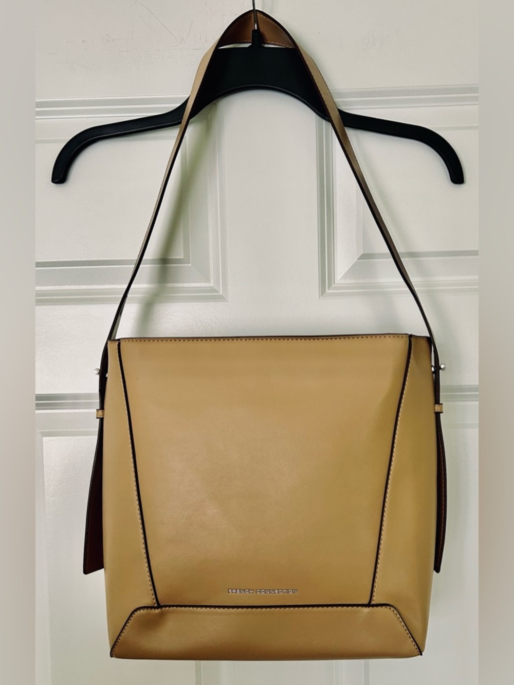 French Connection Vegan Leather Shoulder Bag in Tan